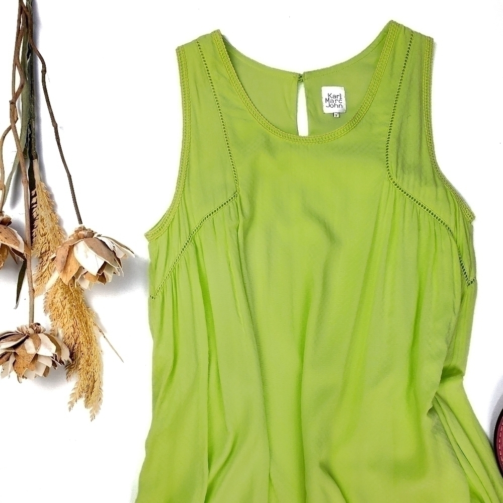 NEW Karl Marc John Lime Honeycomb Lined Dress S - Picture 2 of 10